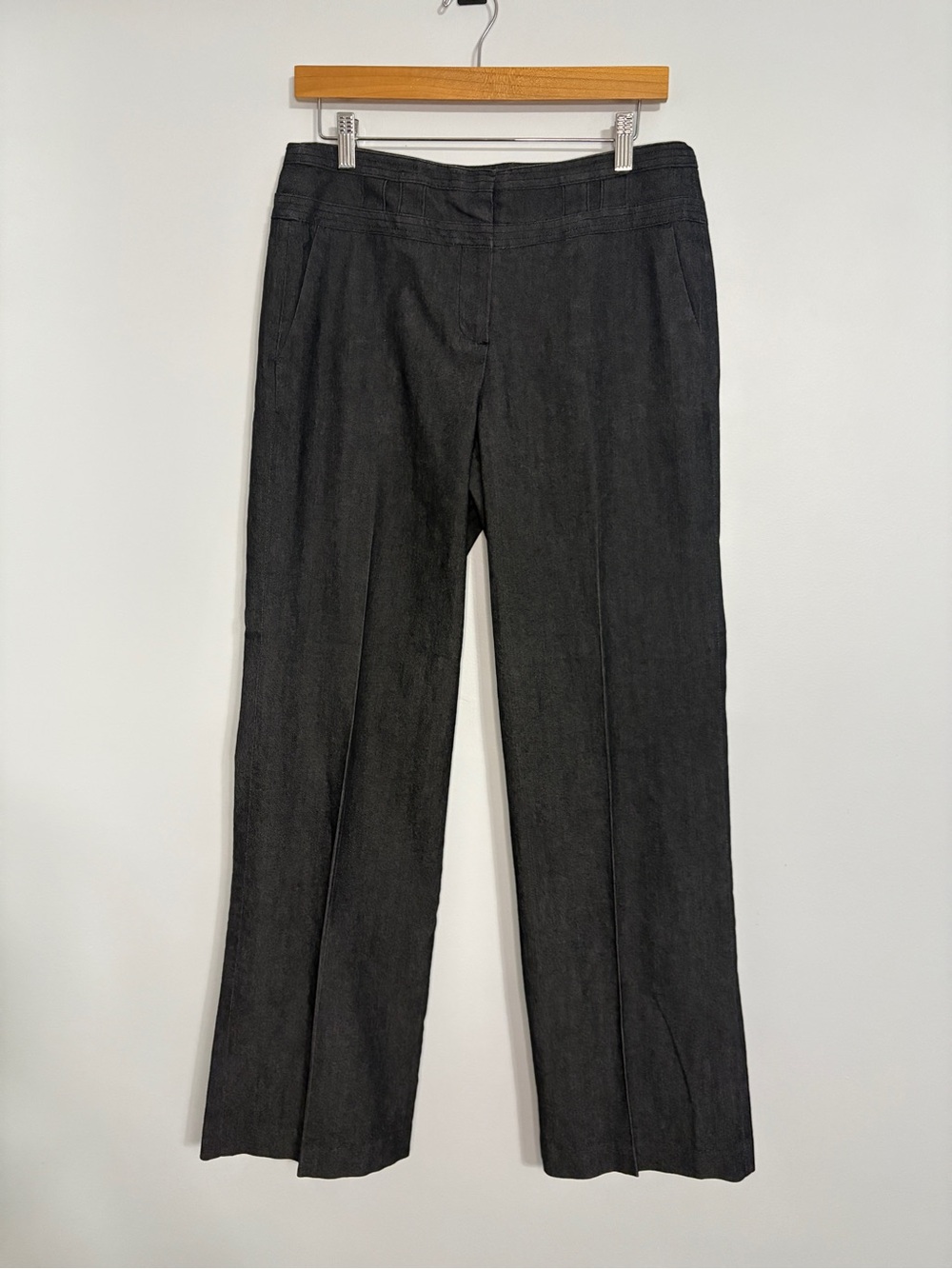 Sandro Charcoal Gray Refined Denim Straight Leg Trousers Pants Size 8